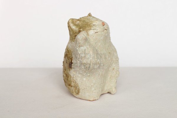 Photo8: Maneki neko lucky cat Shigaraki pottery Japanese doll L H10.5cm (8)