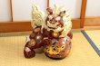 Photo1: Japanese Leo Shishi Dragon Lion dog Kutani Porcelain mori red H31cm Left (1)