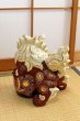 Photo8: Japanese Leo Shishi Dragon Lion dog Kutani Porcelain mori red H31cm Left (8)
