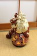 Photo7: Japanese Leo Shishi Dragon Lion dog Kutani Porcelain mori red H31cm Left (7)