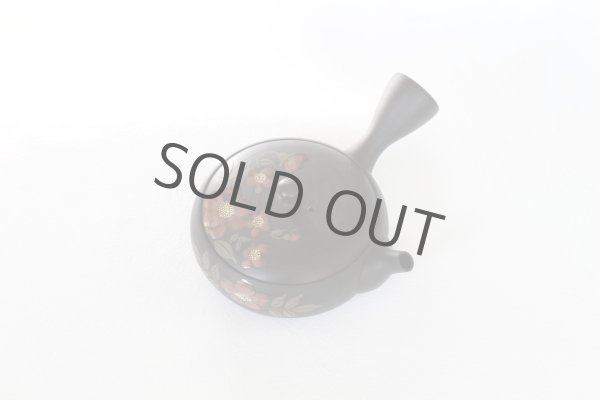 Photo7: Tokoname ware Japanese tea pot Gyokko ceramic tea strainer red flower flat 140ml (7)