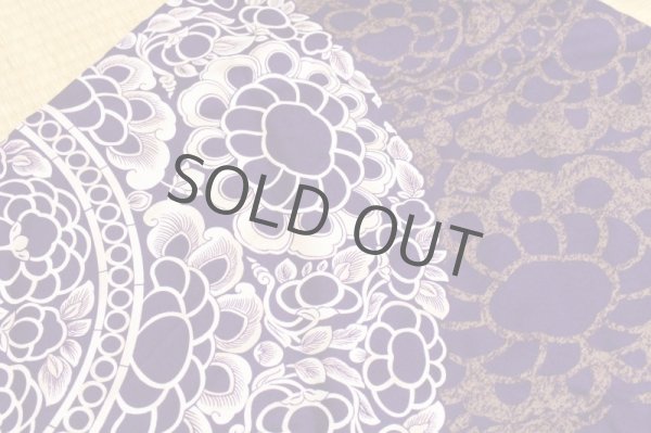 Photo5: Furoshiki Japanese fabric wrapping cloth enkyou purple cotton w/ box 112cm (5)