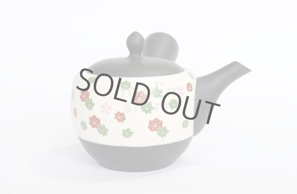 Photo8: Tokoname Japanese tea pot kyusu YT Shohou autumn leaves white 420ml (8)