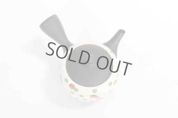 Photo2: Tokoname Japanese tea pot kyusu YT Shohou autumn leaves white 420ml (2)