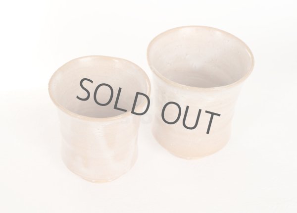 Photo7: Hagi ware kumi yunomi Japanese tea cups pottery kairagi Tohru Funasaki set of 2 (7)