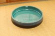 Photo1: Ikebana Suiban Vase Shigaraki Japanese pottery Round blue D 31.5cm (1)