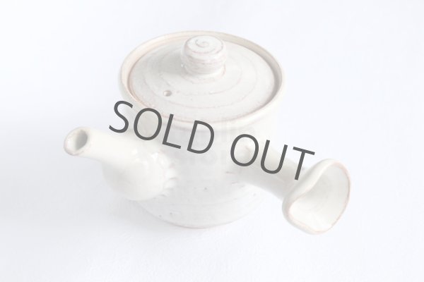 Photo12: Japanese tea pot cups set Hagi ware Hakuyu soroe pottery tea strainer 420ml (12)