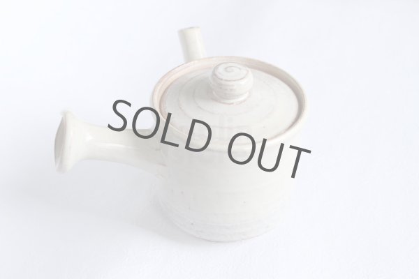 Photo9: Japanese tea pot cups set Hagi ware Hakuyu soroe pottery tea strainer 420ml (9)
