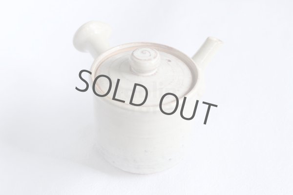 Photo8: Japanese tea pot cups set Hagi ware Hakuyu soroe pottery tea strainer 420ml (8)