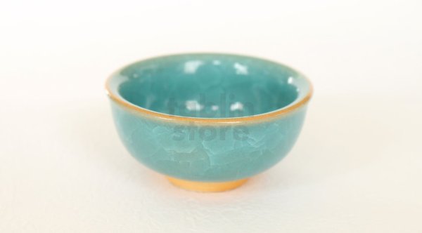 Photo8: Kiyomizu porcelain Japanese sake guinomi Junzo Okayama seiji blue craze turtle cup (8)