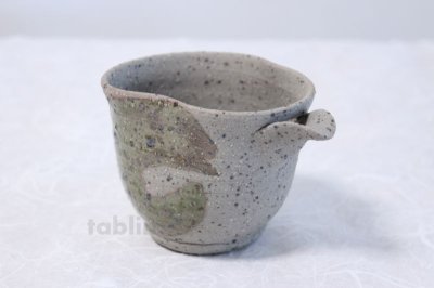 Photo1: Shigaraki pottery Japanese Sake bottle & cup set warabi chuki