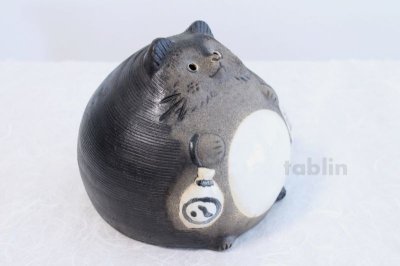 Photo1: Shigaraki pottery Japanese figurineTanuki Raccoon Dog Ofuku H17cm