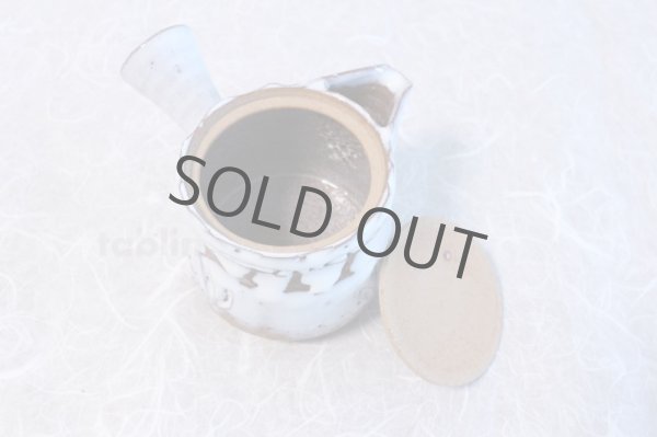 Photo5: Hagi yaki ware Japanese tea pot White kairagi Deishi kyusu pottery tea strainer   (5)