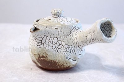 Photo3: Hagi yaki ware Japanese tea pot White kairagi Shoun kyusu pottery tea strainer 