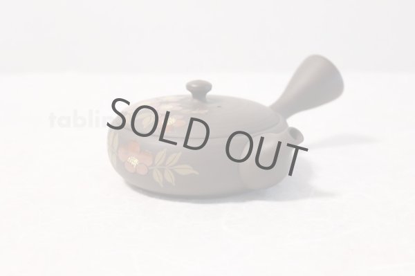 Photo9: Tokoname ware Japanese tea pot Gyokko ceramic tea strainer red flower flat 140ml (9)