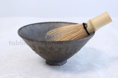 Photo3: Kiyomizu porcelain Japanese matcha tea bowl black kuro Hira Daisuke Kiyomizu