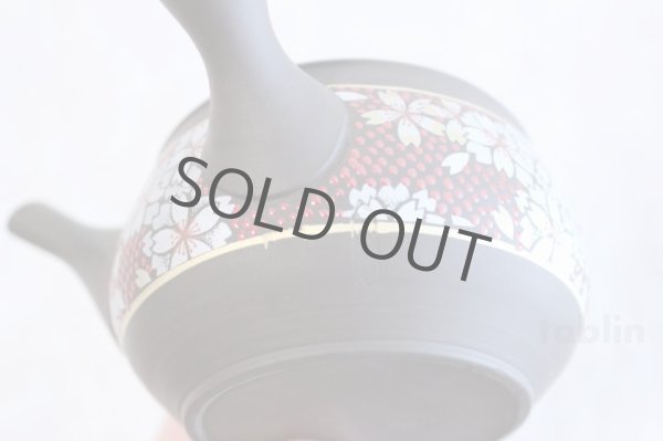 Photo4: Tokoname Kutani collaborate Japanese tea pot ceramic tea strainer sakura 270ml (4)