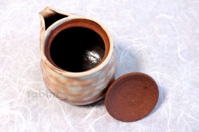 Photo1: Hagi yaki ware Japanese tea pot Ayatuti Keizo kyusu pottery tea strainer 400ml