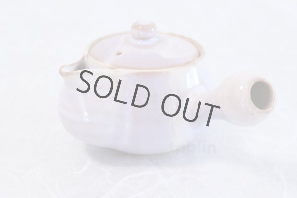 Photo3: Hagi ware Japanese tea pot cups set purple yu with stainless tea strainer 350ml (3)