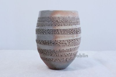 Photo1: Hagi yaki ware Japanese vase Hagiretu monka Kohei H 18.5cm