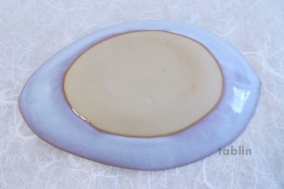 Photo2: Hagi ware Japanese Serving plate Hagi purple Leaf W310mm