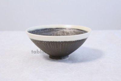 Photo3: Kiyomizu porcelain Japanese matcha tea bowl shirokuro Hira Daisuke Tokinoha
