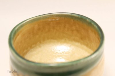 Photo1: Mino yaki ware Japanese tea bowl Oribe chawan Matcha Green Tea
