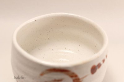 Photo1: Mino yaki ware Japanese tea bowl white shino chawan Matcha Green Tea