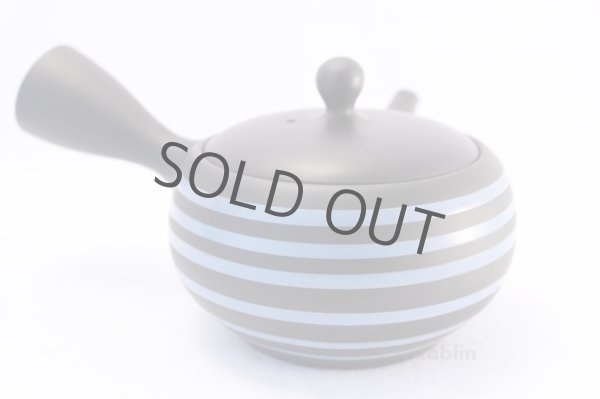 Photo3: Tokoname yaki ware Japanese tea pot Tosei ceramic tea strainer blue line 250ml (3)