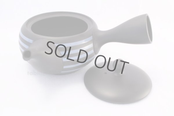 Photo4: Tokoname yaki ware Japanese tea pot Tosei ceramic tea strainer blue line 250ml (4)