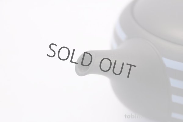 Photo5: Tokoname yaki ware Japanese tea pot Tosei ceramic tea strainer blue line 250ml (5)