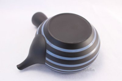 Photo3: Tokoname yaki ware Japanese tea pot Tosei ceramic tea strainer blue line 250ml