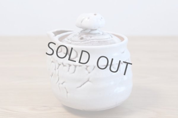 Photo2: Hagi yaki ware Japanese tea pot White Keizo wa kyusu pottery tea strainer 400ml (2)