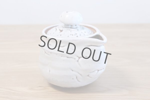 Photo3: Hagi yaki ware Japanese tea pot White Keizo wa kyusu pottery tea strainer 400ml (3)