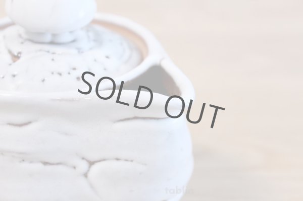 Photo4: Hagi yaki ware Japanese tea pot White Keizo wa kyusu pottery tea strainer 400ml (4)