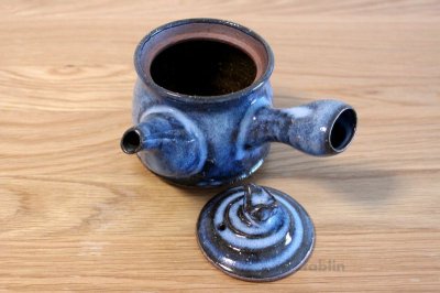 Photo1: Hagi yaki ware Japanese tea pot Sou watatumi kyusu pottery tea strainer 400ml