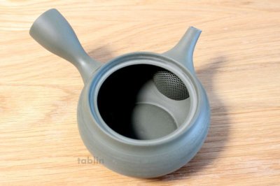 Photo1: Tokoname yaki ware Japanese tea pot Shunjyu green ceramic tea strainer 290ml