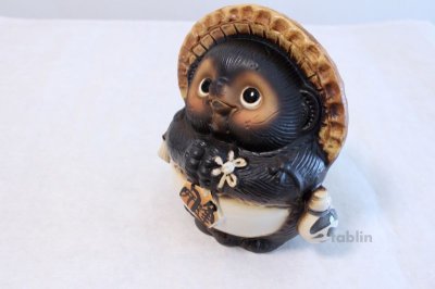 Photo2: Shigaraki pottery Japanese Tanuki Cute Raccoon Dog Onegai ryote H22cm