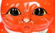 Photo10: Japanese Lucky Cat Tokoname ware YT Porcelain Maneki Neko koban left red H19cm (10)