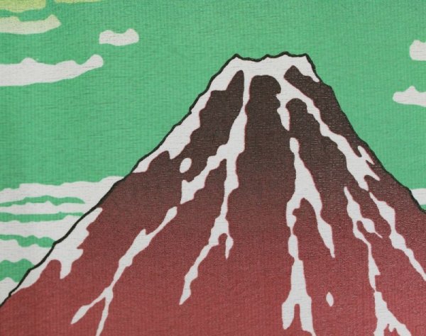 Photo4: Noren nm Japanese door curtain Ukiyoe Hokusai Akafuji 85 x 90cm (4)