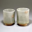 Photo1: Hagi ware Senryuzan climbing kiln Japanese tea cups han mentori set of 2 (1)