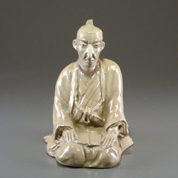 Photo1: Hagi pottery Statue Japanese Samurai figurine Senryuzan Shoin Yoshida H 17cm (1)