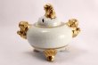 Photo3: Kutani yaki ware Japanese incense burner Hakuhichiho 2.8 with wood box (3)