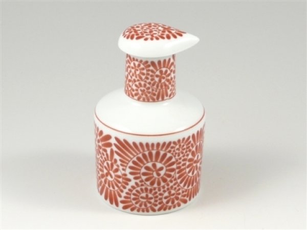 Photo1: Arita porcelain Japanese soy sauce pot bottle tako karakusa red 200ml (1)
