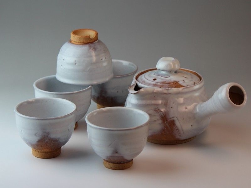 170ml 5.7fl.oz Top Ceramic Glaze Porcelain Teapot 6 x 30ml Teacup Set 