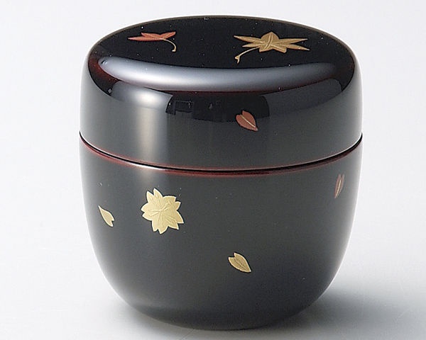 Tea Caddy Japanese Natsume Echizen Urushi lacquer Matcha container sakura black 