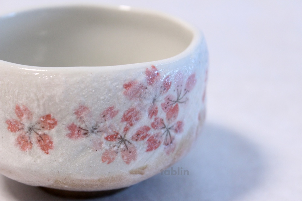 Tea Cup Cherry Blossoms Sakura MINO YAKI WARE Mug Bowl Chawan Matcha Japan White 