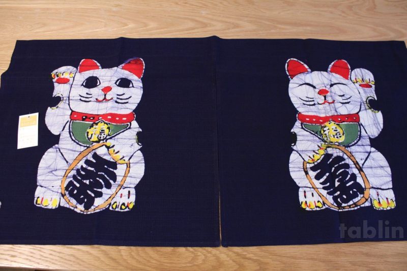 Details about   Kyoto Noren SB Made in JAPAN door curtain Maneki Lucky Cat blue 85cm x 150cm 