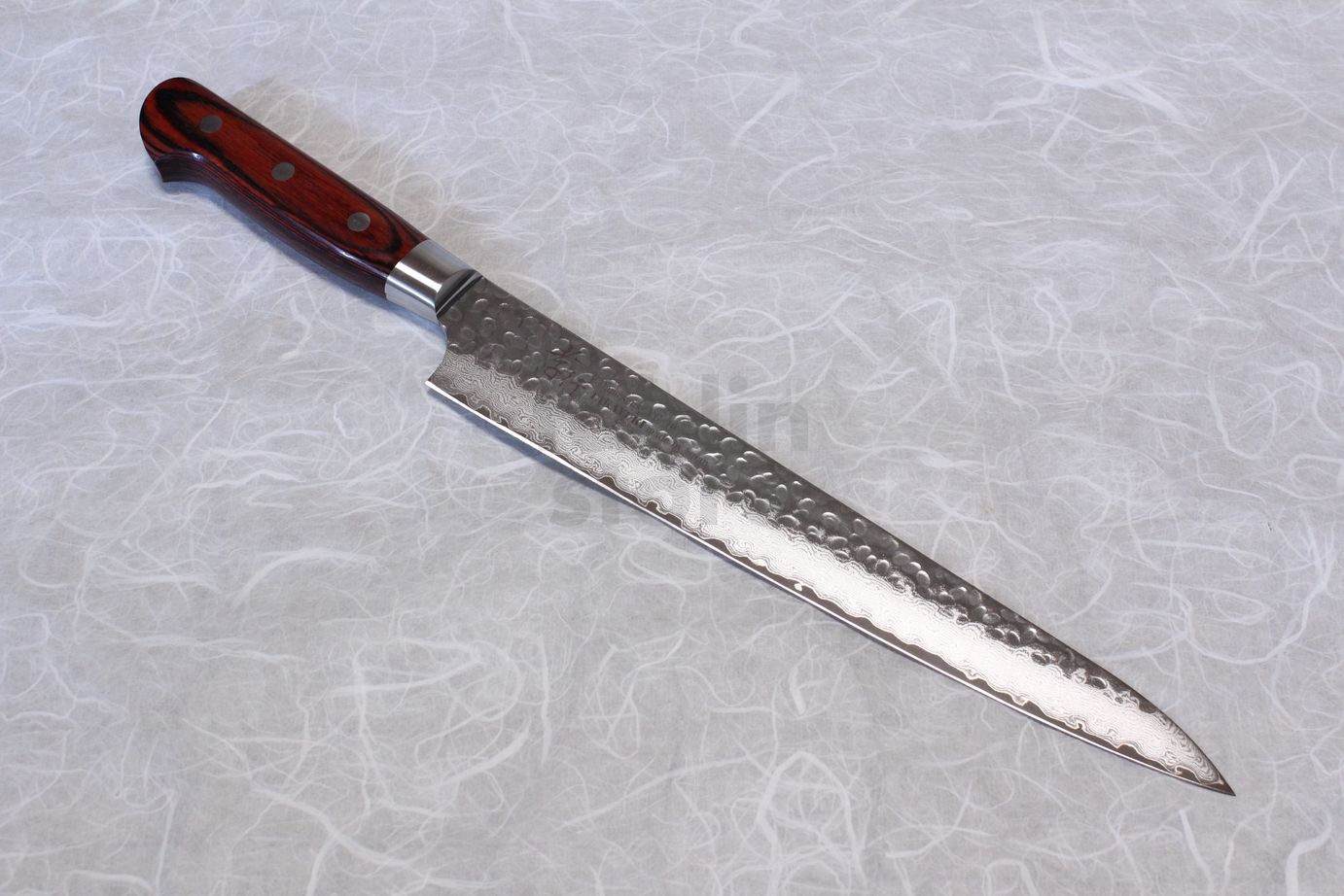 Slicer knife, Damascus 33 layers hammered blade 240 mm - Slicing kn