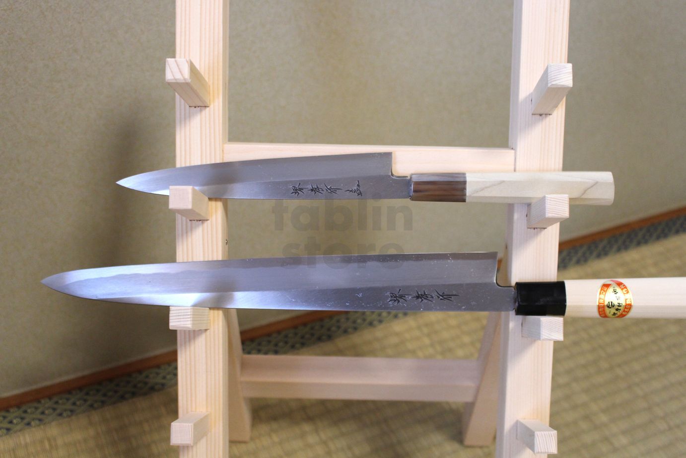 Japanese Natural Wood Knife Stand [Large Elliptical Knife Block]